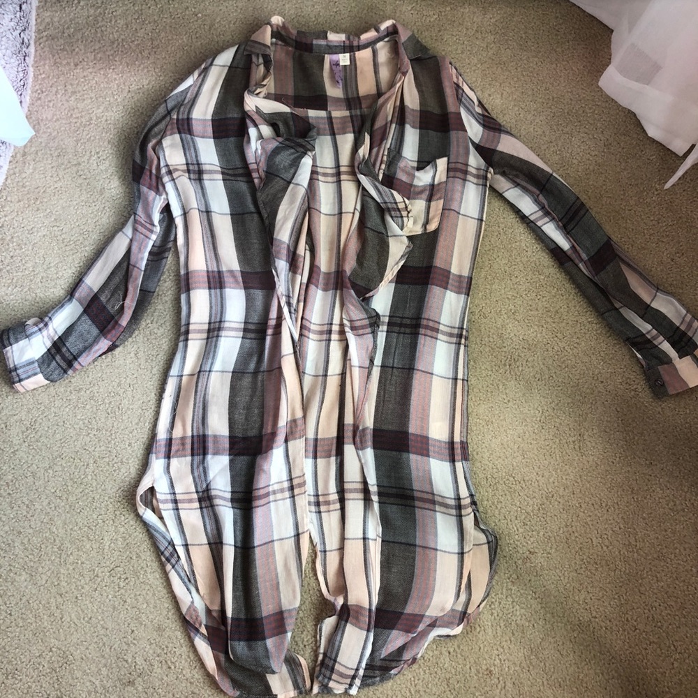 Plaid cardigan/cover up